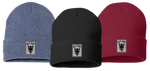 Load image into Gallery viewer, CLASSIC CUFFED BEANIE - WITH CONQUER EMBLEM - BLACK - BLUE or RED

