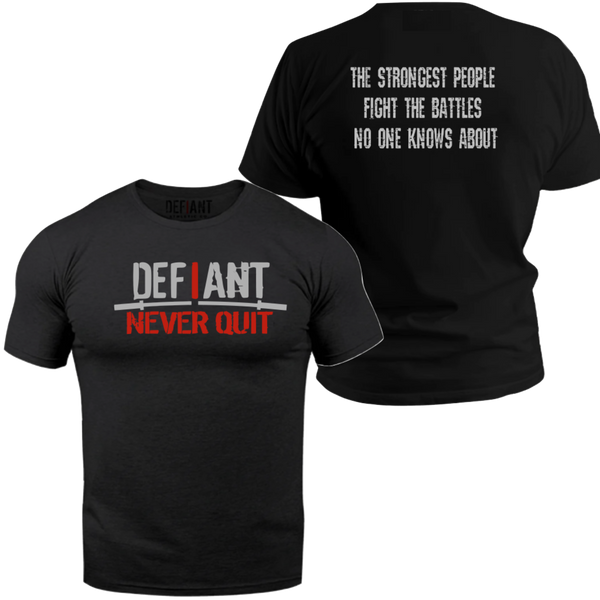 NEW DEFIANT: I NEVER QUIT - VINTAGE BLACK TEE