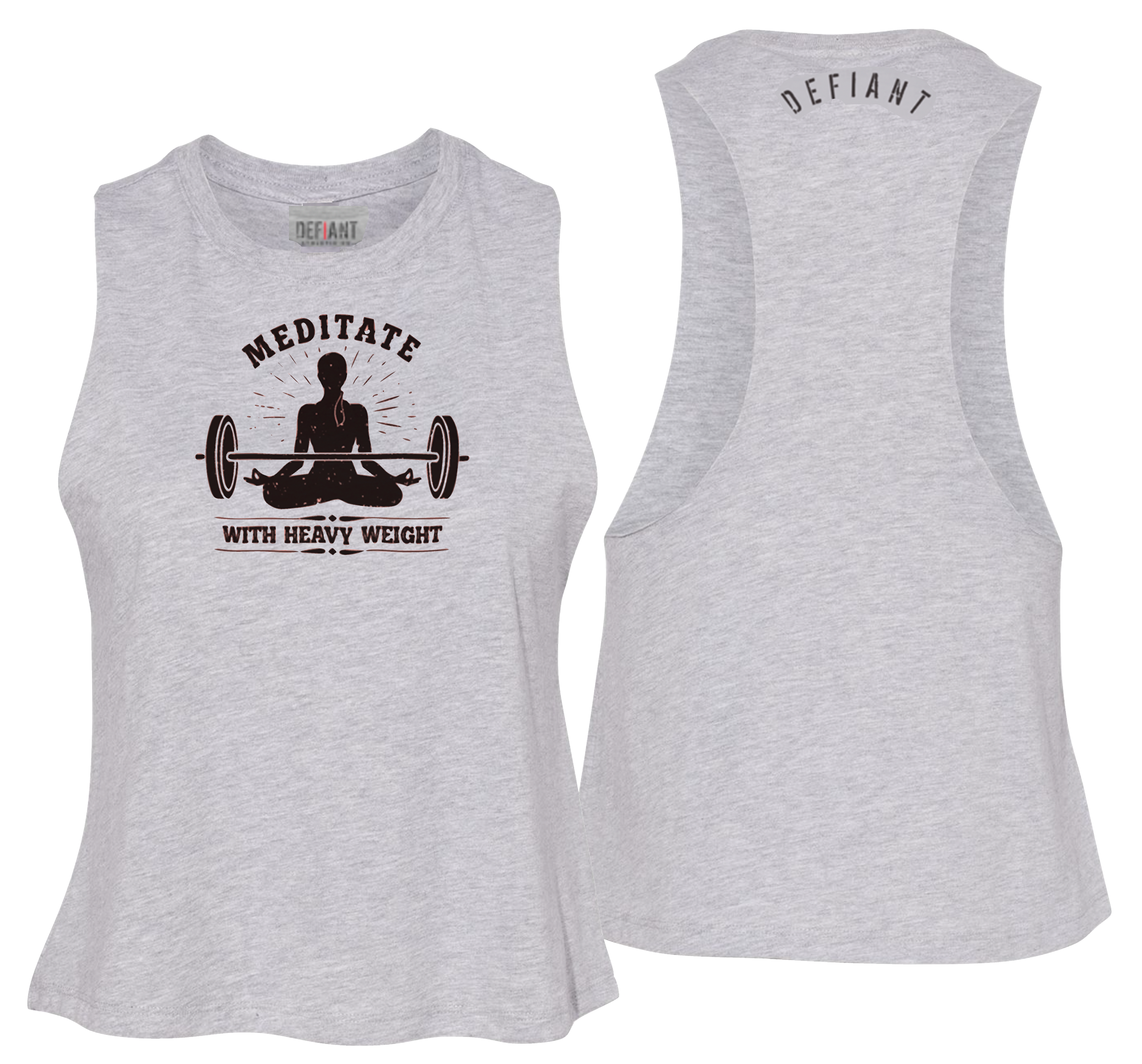 CROP TANK - MEDITATE WITH HEAVY WEIGHT - 3 COLORS