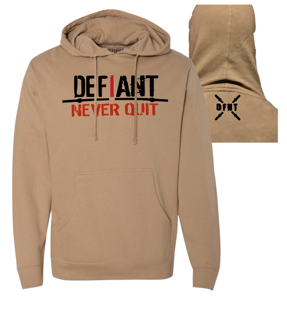 Load image into Gallery viewer, NEW! DEFIANT: &quot;I NEVER QUIT&quot; HOODIE
