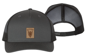 DEFIANT MESH CHARCOAL AND BLACK HAT WITH GENUINE LEATHER EMBLEM