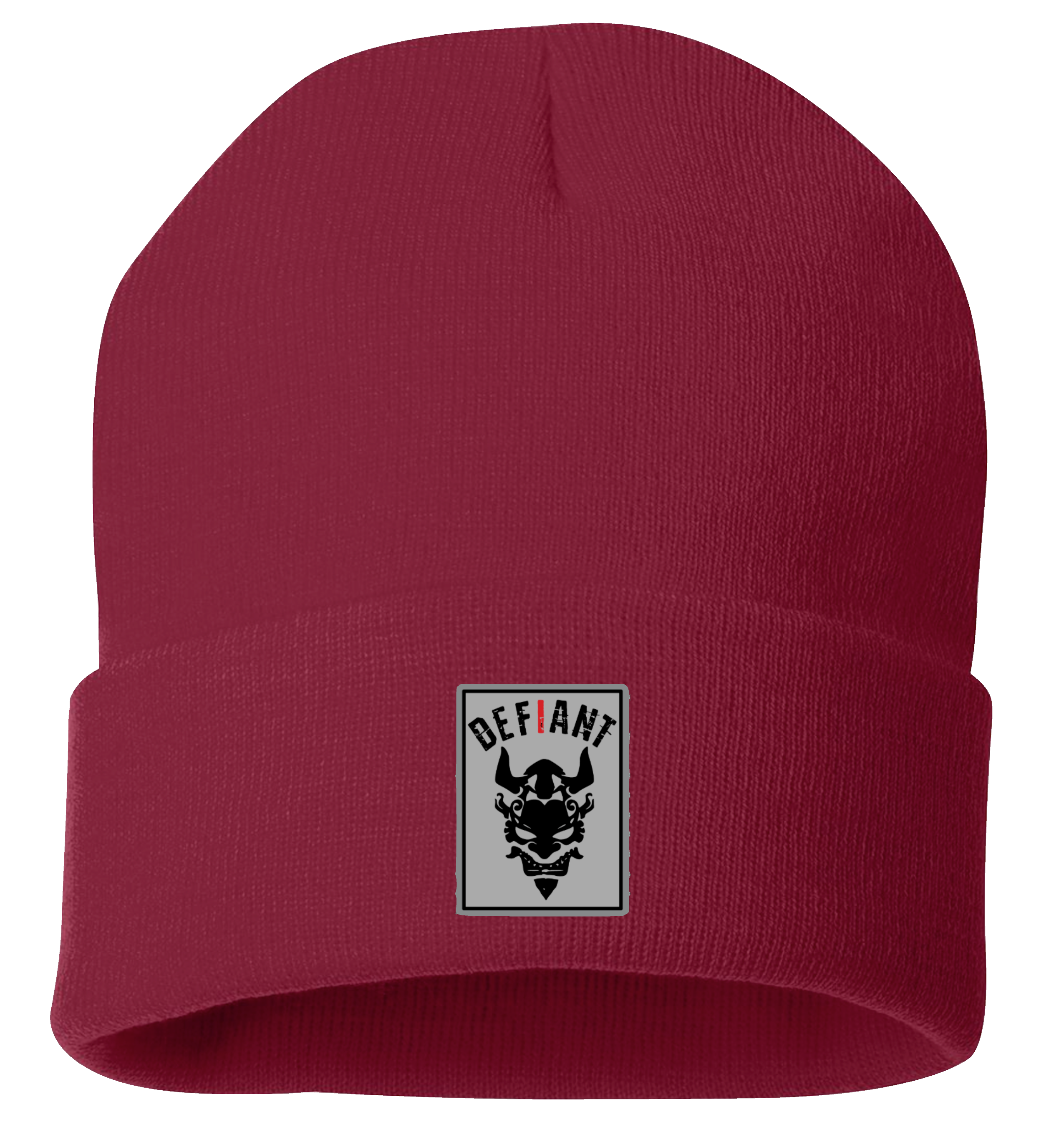 CLASSIC CUFFED BEANIE HAT - with DEFIANT TWILL EMBLEM - OS TRUE RED