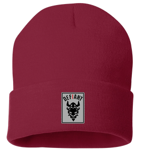 CLASSIC CUFFED BEANIE HAT - with DEFIANT TWILL EMBLEM - OS TRUE RED