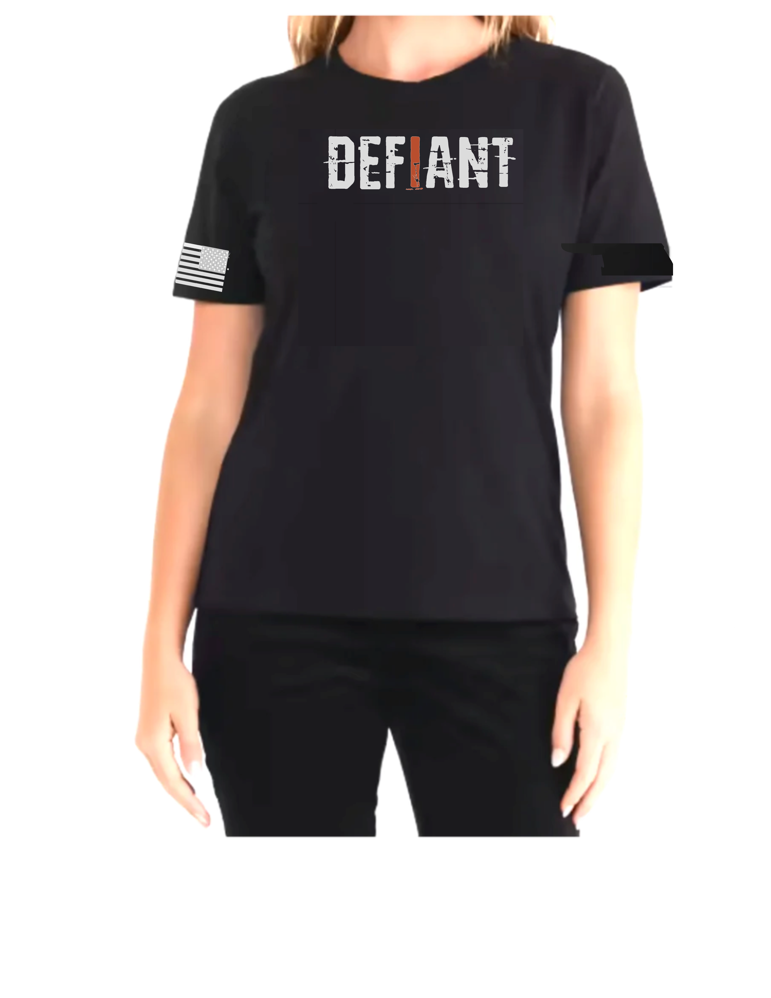 UNISEX TRIBEND Tee - 2 COLOR DEFIANT WITH FLAG ON SLEEVE - LTD RUN