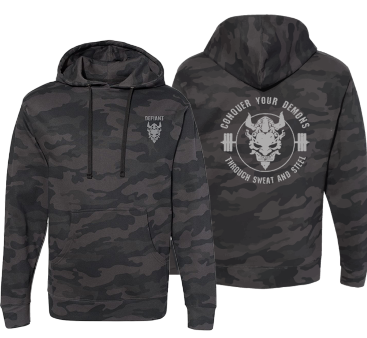 CONQUER YOUR DEMONS - MIDWEIGHT HOODIE - BLACK CAMO