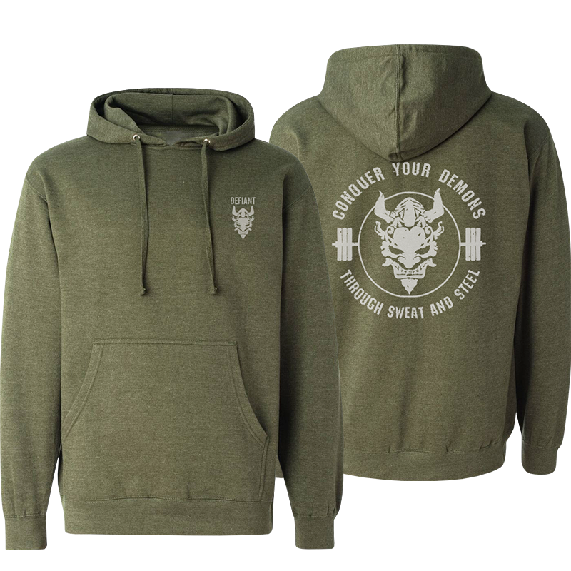 CONQUER YOUR DEMONS MIDWEIGHT HOODIE - ARMY HEATHER – Defiant