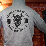 Load image into Gallery viewer, CONQUER YOUR DEMONS MIDWEIGHT HOODIE - GRAY HEATHER
