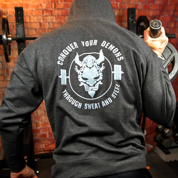 Load image into Gallery viewer, CONQUER YOUR DEMONS HOODIE - CHARCOAL
