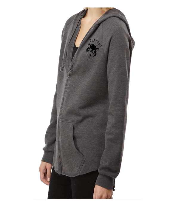 Load image into Gallery viewer, NEW! LIMITED SIZES - WOMEN&#39;S WAVE WASH FULL ZIP HOODIE - DEFY WEAKNESS - SHADOW
