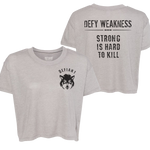 Load image into Gallery viewer, DEFY WEAKNESS - CROP BABY TEE - RELAXED FIT - ALMOST GONE!
