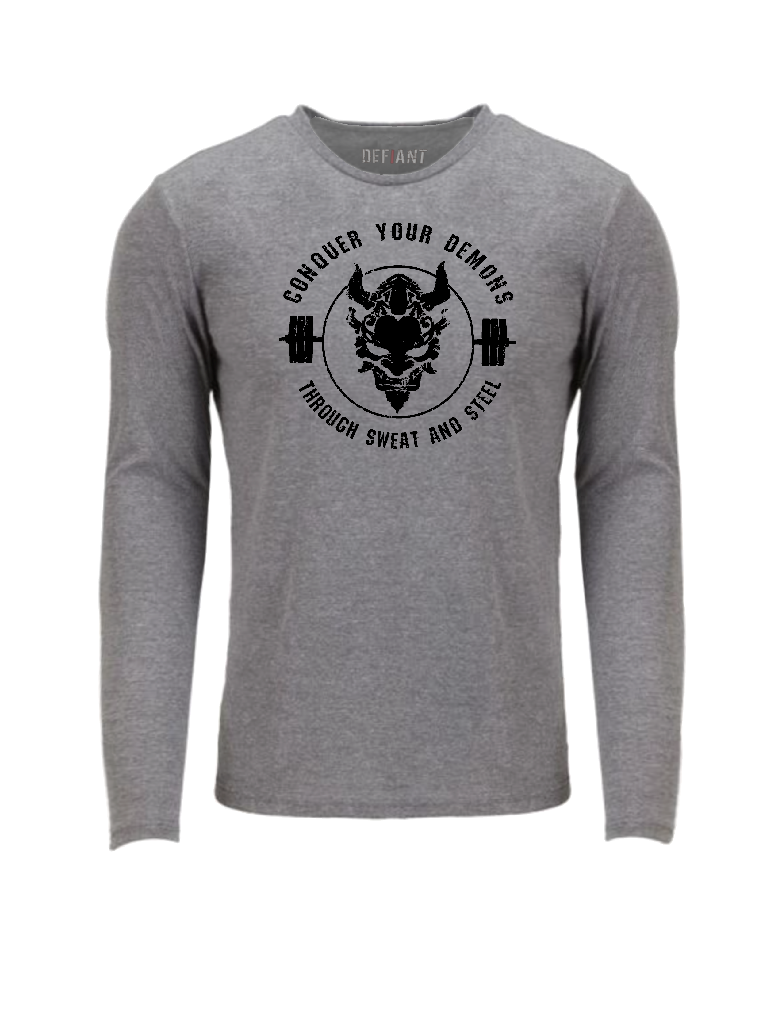 CONQUER YOUR DEMONS - LONG SLEEVE T - HEATHER GRAY - LIMITED RUN!