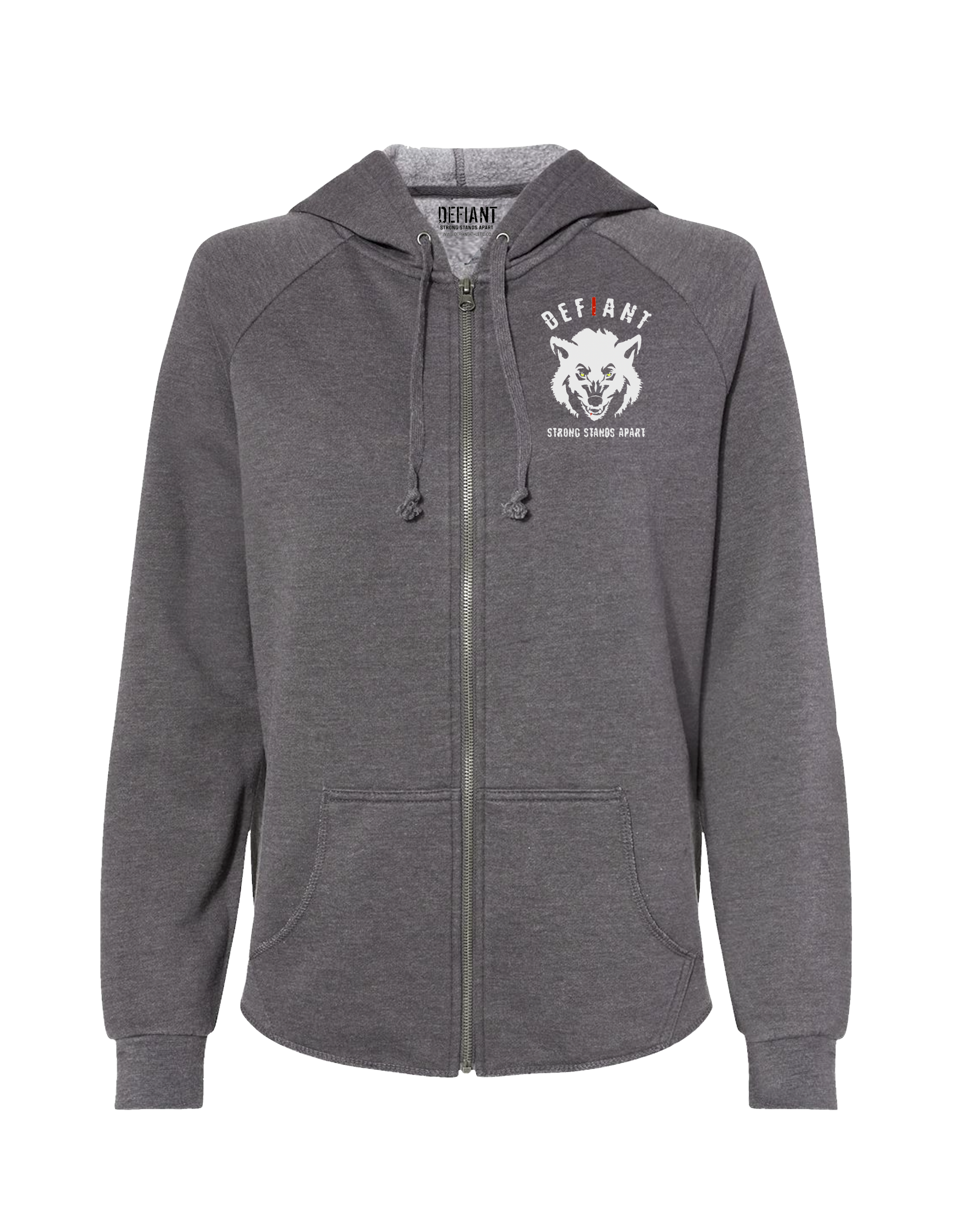 LIMITED SIZES - WOMEN'S WAVE WASH FULL ZIP HOODIE - DEFY WEAKNESS WHITE WOLF